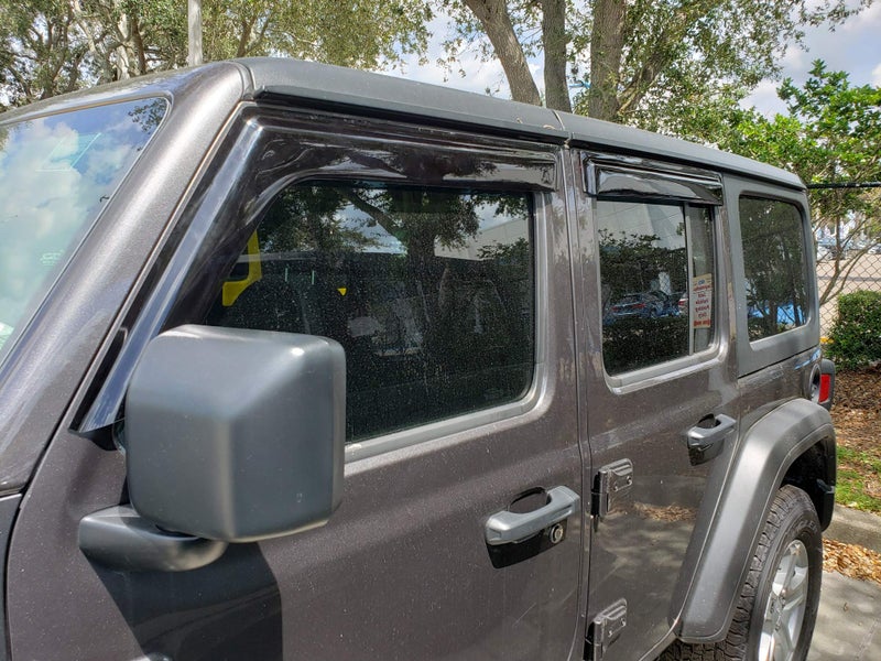 Optimal Co 2018-2026 Tape-On Side Window Deflector Visors for Jeep Wrangler JL Unlimited 4 Door & for Jeep Gladiator JT 2020-2026 Smoke Tinted Rain Guards - Image 2